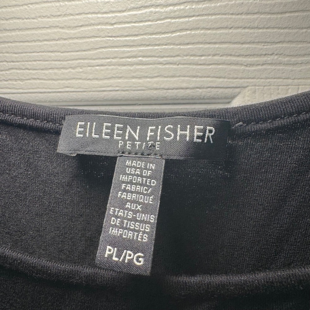 Eileen Fisher Petite Black Viscose Spandex Scoop Neck Tank Top Petite Large - Picture 2 of 5